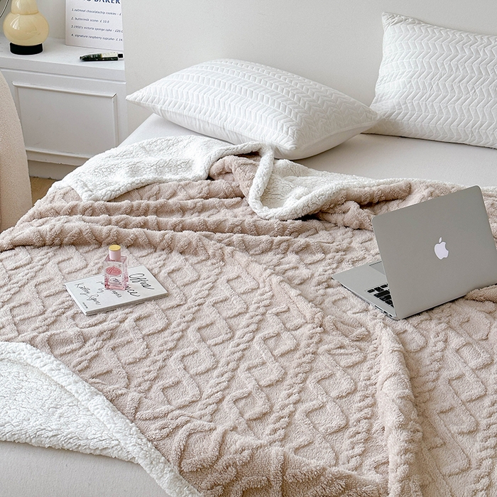 91家纺网 家纺一手货源 找家纺 梵希良品家纺 2025新款新款塔芙绒羊羔绒双层毯子加厚盖毯办公室午休沙发毯毯子 奶咖