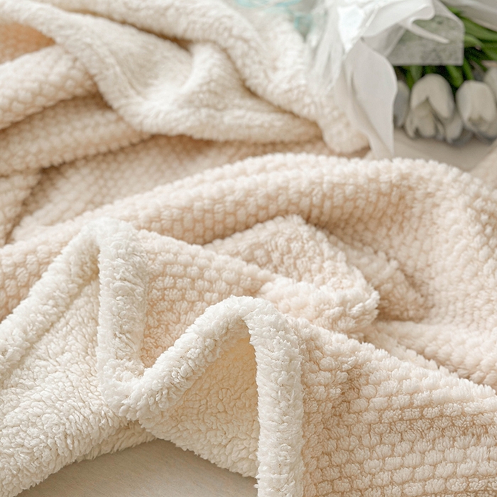 91家纺网 家纺一手货源 找家纺 梵希良品家纺 2025新款玫瑰绒毛毯珊瑚绒小毯子办公室午睡毯床上用盖毯沙发毯毯子 奶油白