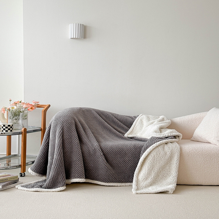 91家纺网 家纺一手货源 找家纺 梵希良品家纺 2025新款玫瑰绒毛毯珊瑚绒小毯子办公室午睡毯床上用盖毯沙发毯毯子 气质灰
