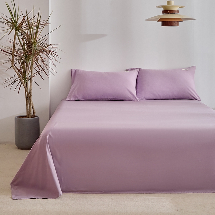 91家纺网 家纺一手货源 找家纺 贝尔 2025新款双拼全棉纯色素色色织磨毛加厚四件套 香芋紫-浅紫