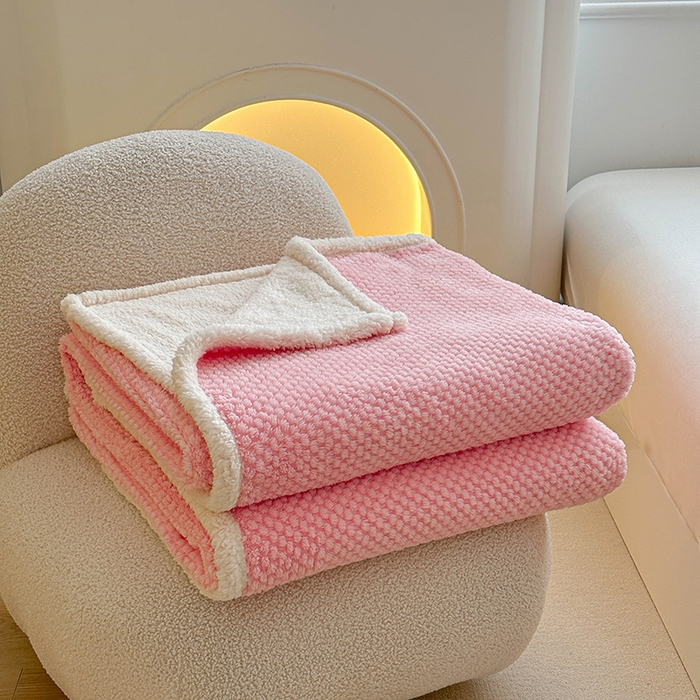 91家纺网 家纺一手货源 找家纺 梵希良品家纺 2025新款玫瑰绒毛毯珊瑚绒小毯子办公室午睡毯床上用盖毯沙发毯毯子 樱花粉