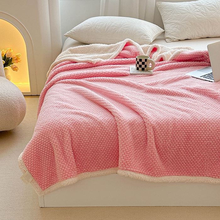 91家纺网 家纺一手货源 找家纺 梵希良品家纺 2025新款玫瑰绒毛毯珊瑚绒小毯子办公室午睡毯床上用盖毯沙发毯毯子 樱花粉