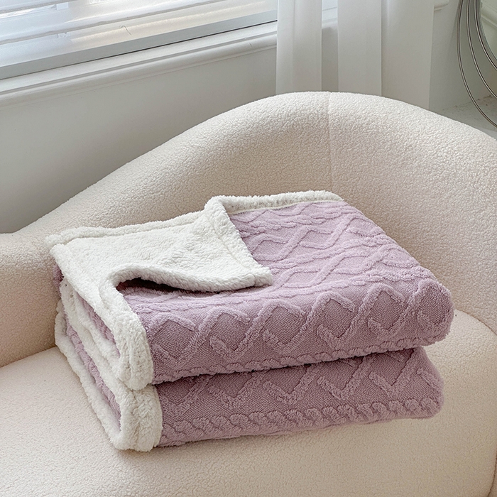 91家纺网 家纺一手货源 找家纺 梵希良品家纺 2025新款新款塔芙绒羊羔绒双层毯子加厚盖毯办公室午休沙发毯毯子 优雅紫