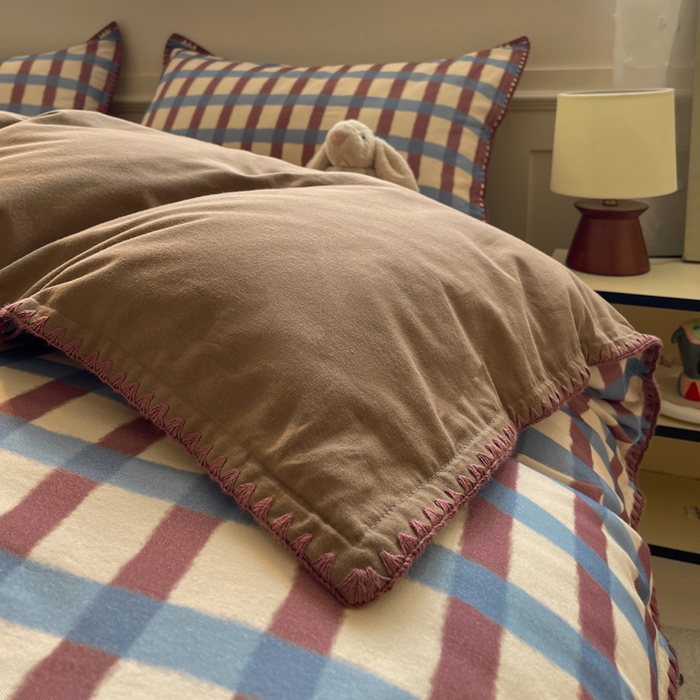 91家纺网 家纺一手货源 找家纺 如一 2025新款加厚全棉磨毛三角针四件套 摩登-咖