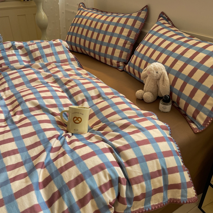 91家纺网 家纺一手货源 找家纺 如一 2025新款加厚全棉磨毛三角针四件套 摩登-咖