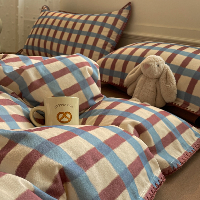 91家纺网 家纺一手货源 找家纺 如一 2025新款加厚全棉磨毛三角针四件套 摩登-咖