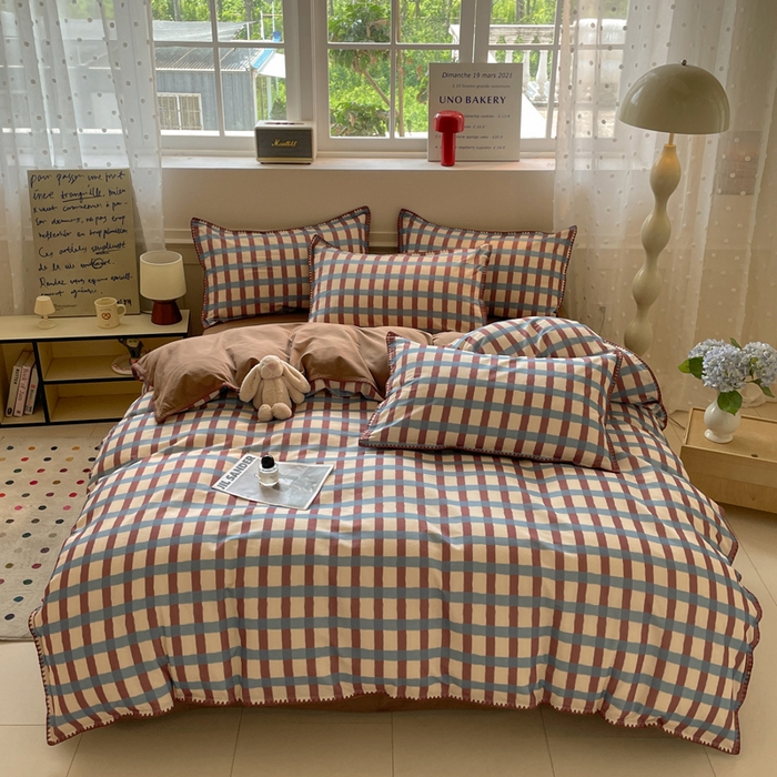 91家纺网 家纺一手货源 找家纺 如一 2025新款加厚全棉磨毛三角针四件套 摩登-咖