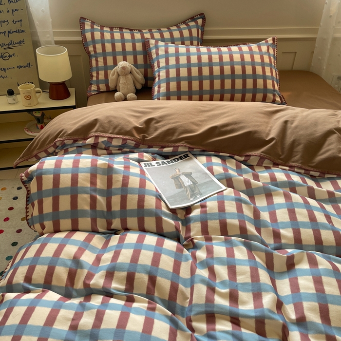 91家纺网 家纺一手货源 找家纺 如一 2025新款加厚全棉磨毛三角针四件套 摩登-咖