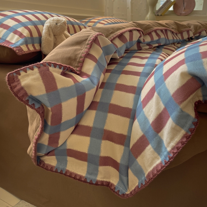 91家纺网 家纺一手货源 找家纺 如一 2025新款加厚全棉磨毛三角针四件套 摩登-咖