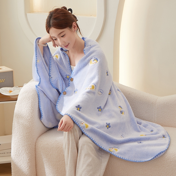 91家纺网 家纺一手货源 找家纺 （总）楼兰公主 2025秋冬新款云朵绒披肩毯毛毯毯子多功能盖毯