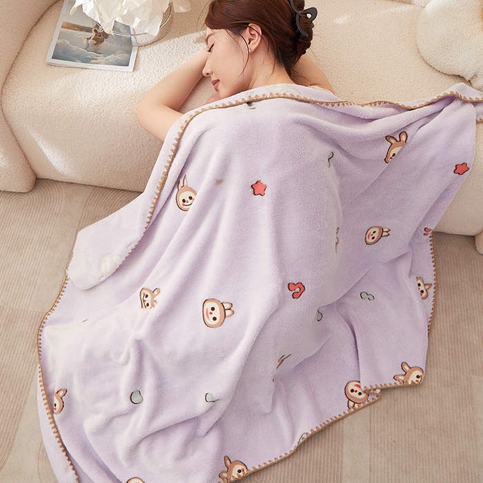 91家纺网 家纺一手货源 找家纺 楼兰公主 2025秋冬新款云朵绒披肩毯毛毯毯子多功能盖毯 布拉拉