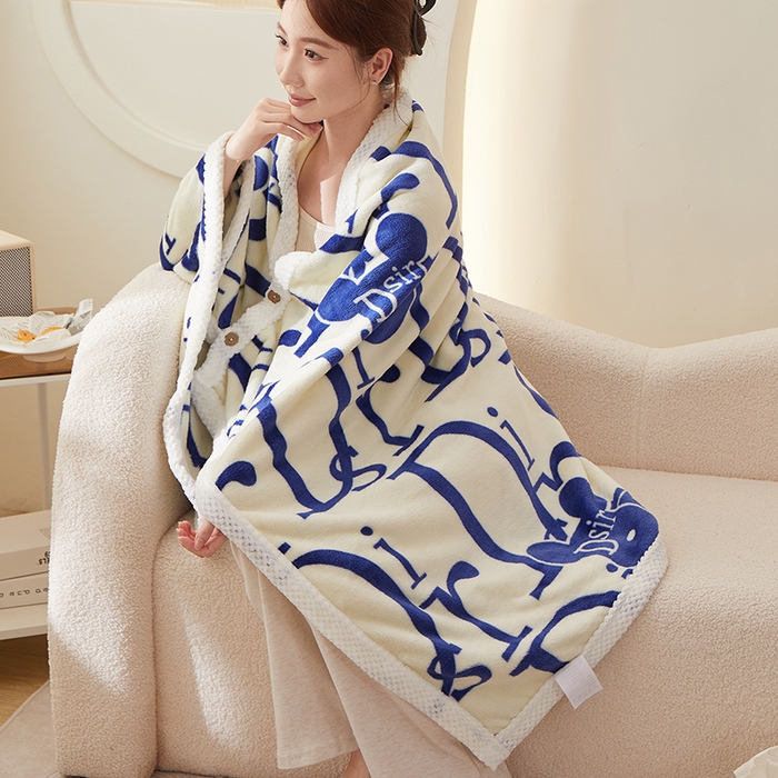 91家纺网 家纺一手货源 找家纺 楼兰公主 2025秋冬新款潮牌披肩毯毛毯毯子多功能盖毯 Dsir