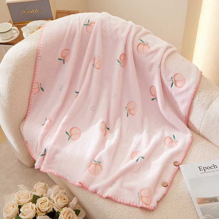 91家纺网 家纺一手货源 找家纺 楼兰公主 2025秋冬新款云朵绒披肩毯毛毯毯子多功能盖毯 蜜桃粉