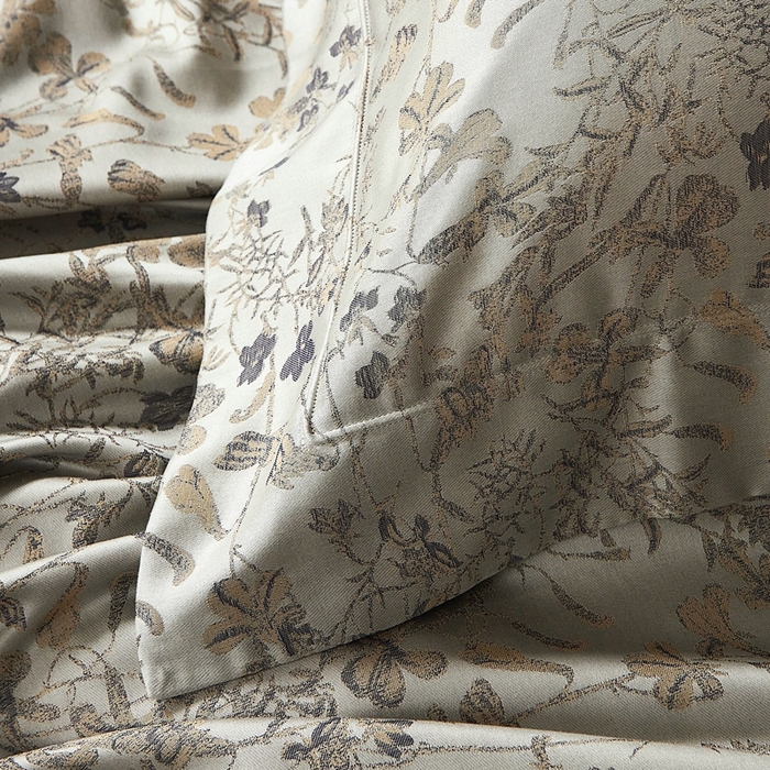 91家纺网 家纺一手货源 找家纺 时亿家居 2025新款100支天丝棉色织提花四件套 晨曦卡其