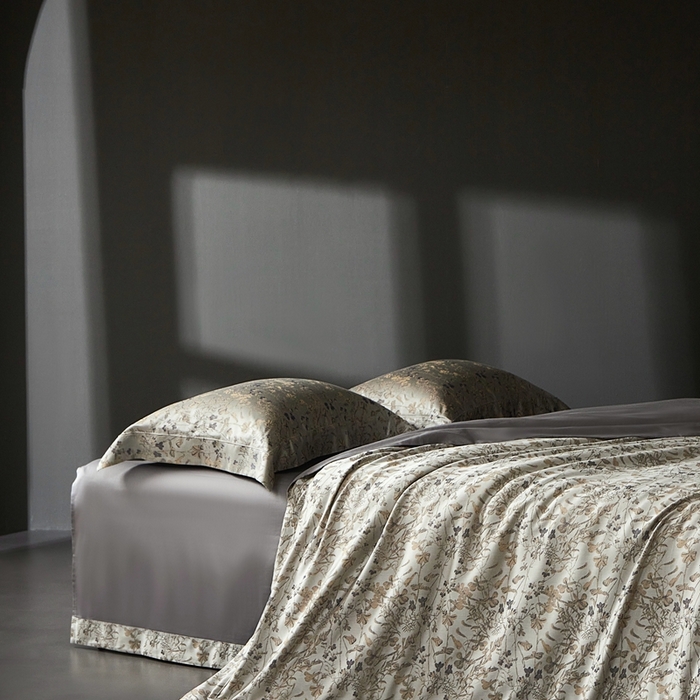 91家纺网 家纺一手货源 找家纺 时亿家居 2025新款100支天丝棉色织提花四件套 晨曦卡其