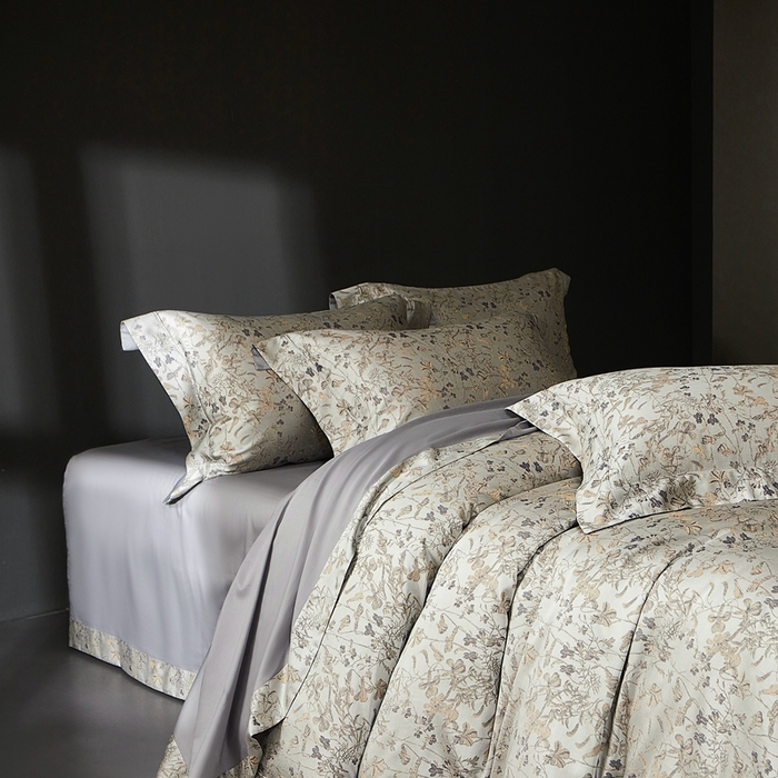 91家纺网 家纺一手货源 找家纺 时亿家居 2025新款100支天丝棉色织提花四件套 晨曦卡其