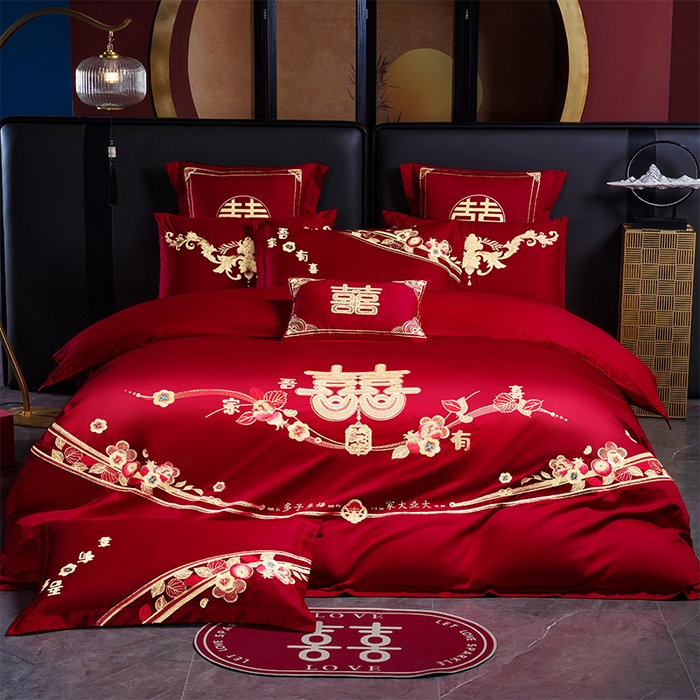 91家纺网 家纺一手货源 找家纺 （总）芊囍纺 2025新款全棉刺绣婚庆四件套