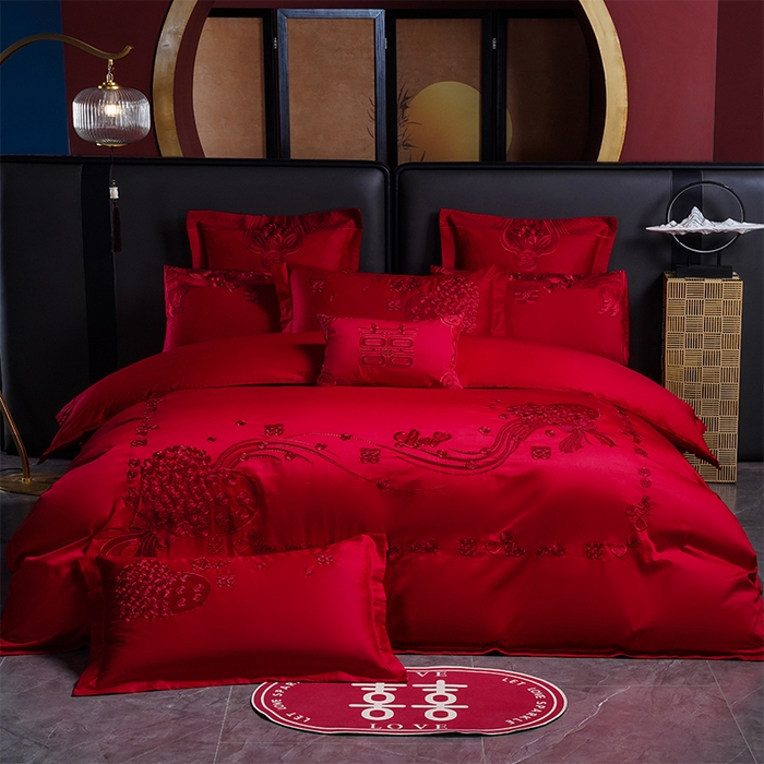 91家纺网 家纺一手货源 找家纺 （总）芊囍纺 2025新款全棉刺绣婚庆四件套