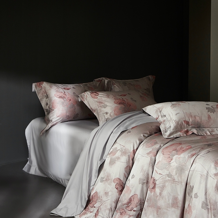 91家纺网 家纺一手货源 找家纺 时亿家居 2025新款100支天丝棉色织提花四件套 夕颜