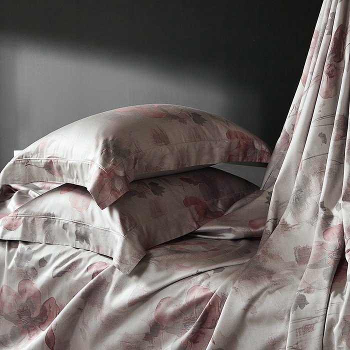 91家纺网 家纺一手货源 找家纺 时亿家居 2025新款100支天丝棉色织提花四件套 夕颜