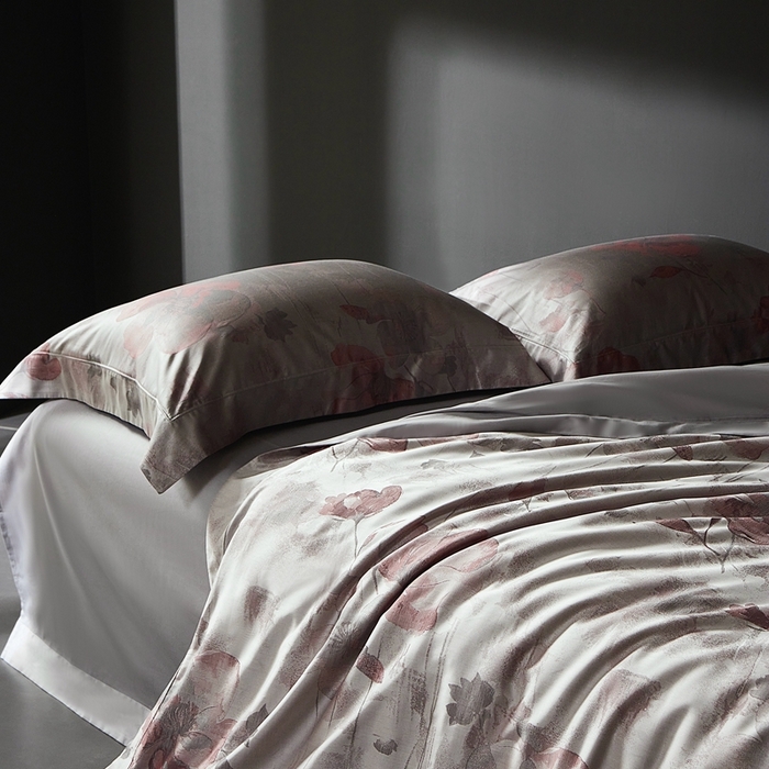 91家纺网 家纺一手货源 找家纺 时亿家居 2025新款100支天丝棉色织提花四件套 夕颜