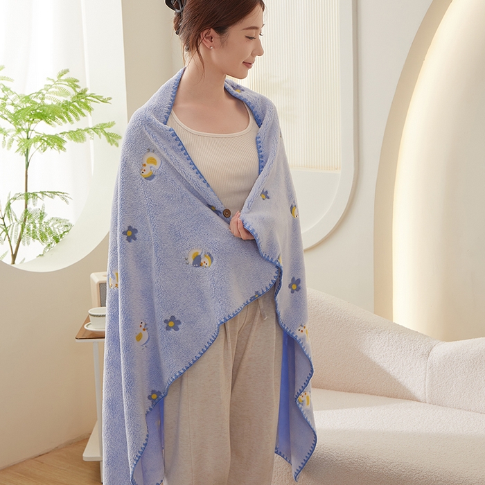 楼兰公主 2025秋冬新款云朵绒披肩毯毛毯毯子多功能盖毯 鸭子蓝