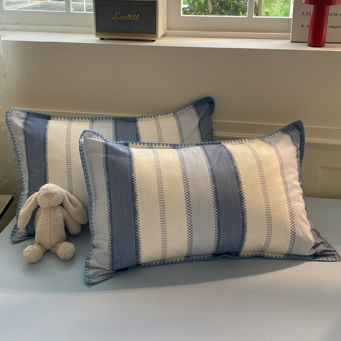 91家纺网 家纺一手货源 找家纺 如一 2025新款加厚全棉磨毛三角针四件套 韵律-蓝