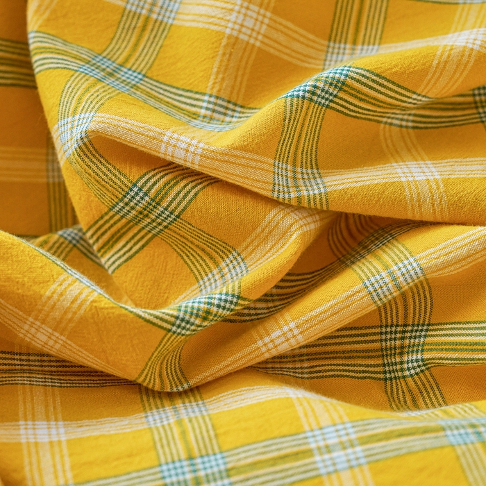 91家纺网 家纺一手货源 找家纺 贝尔 PELLHOME 全棉纽扣色织水洗棉格子四件套（可抖音代发） 梦田-黄