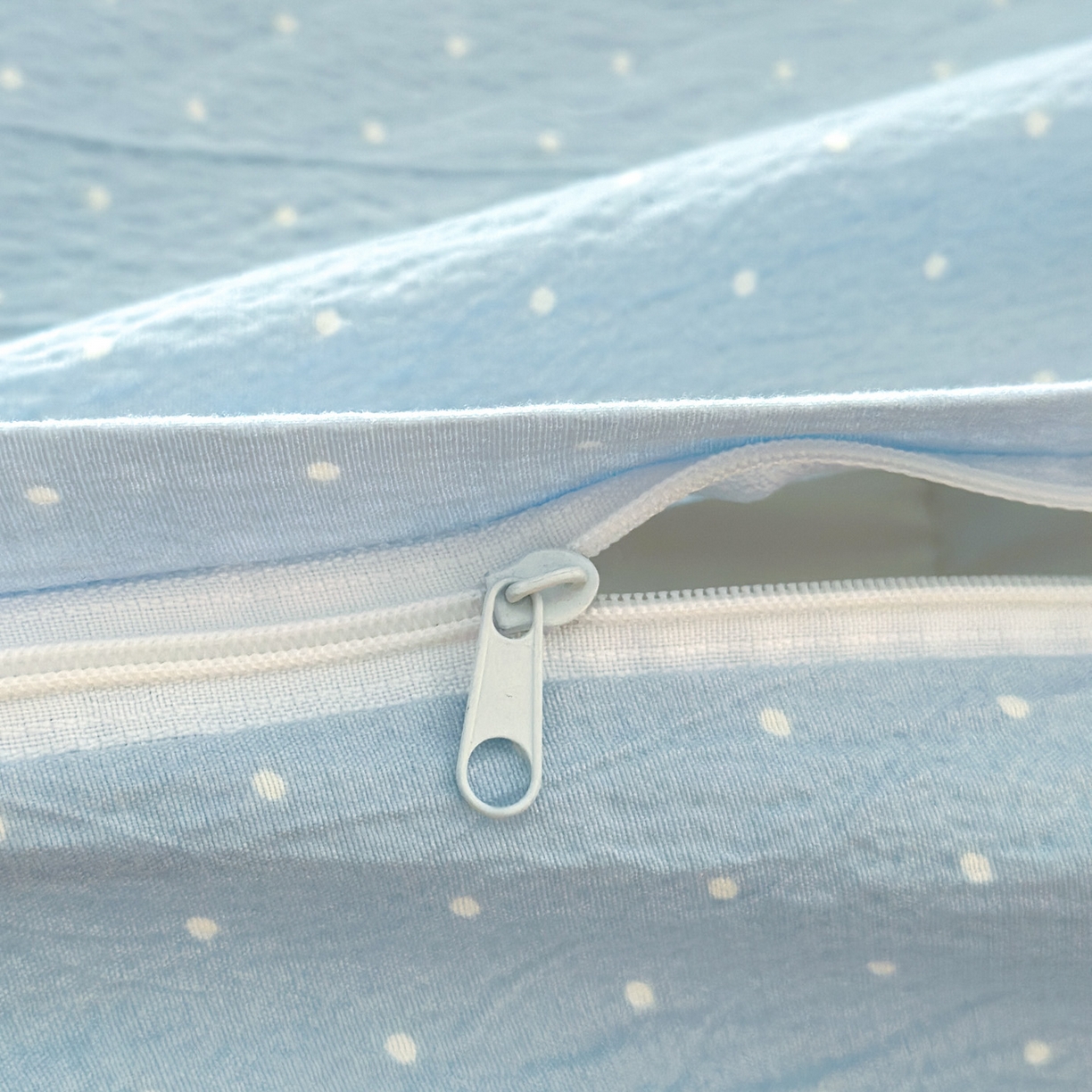 91家纺网 家纺一手货源 找家纺 遇见家居生活馆 2025新款亚麻双层纱四件套-叶知秋（小号108 标准128，加大138） 叶知秋-蓝色