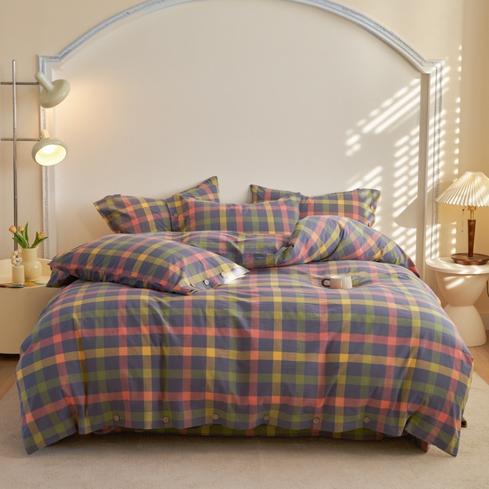 （总）贝尔 PELLHOME 全棉色织水洗棉纽扣款四件套-美拉德系列（可抖音代发）