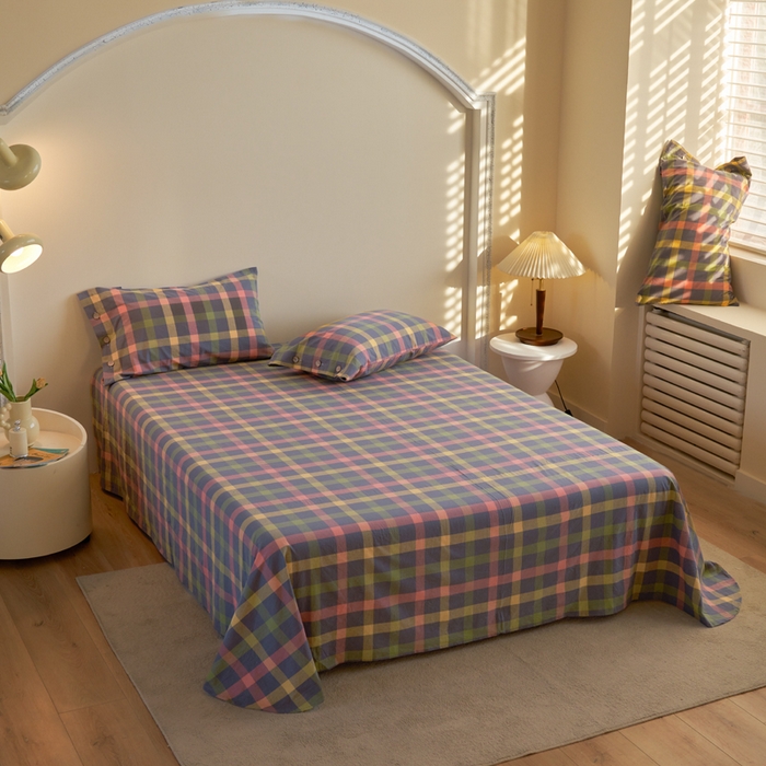 91家纺网 家纺一手货源 找家纺 贝尔 PELLHOME 全棉色织水洗棉纽扣款四件套-美拉德系列（可抖音代发） 千金玛德琳