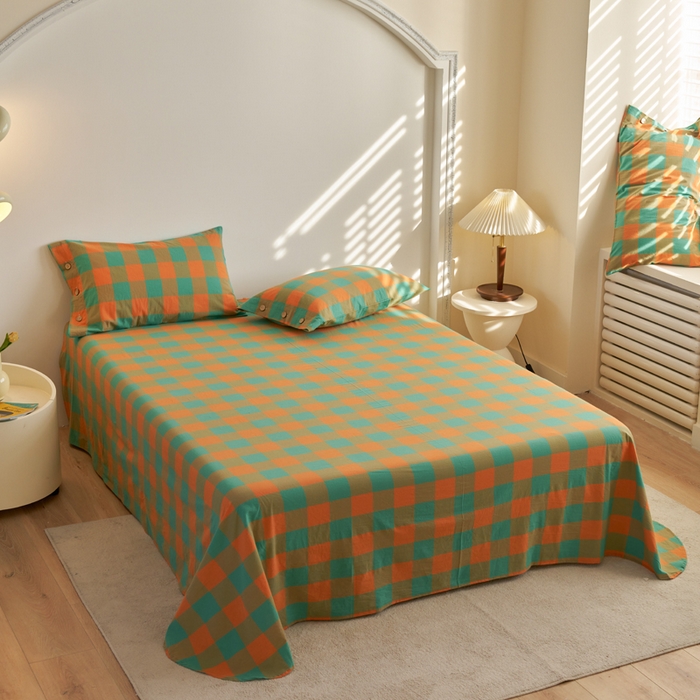 91家纺网 家纺一手货源 找家纺 贝尔 PELLHOME 全棉色织水洗棉纽扣款四件套-美拉德系列（可抖音代发） 多巴胺