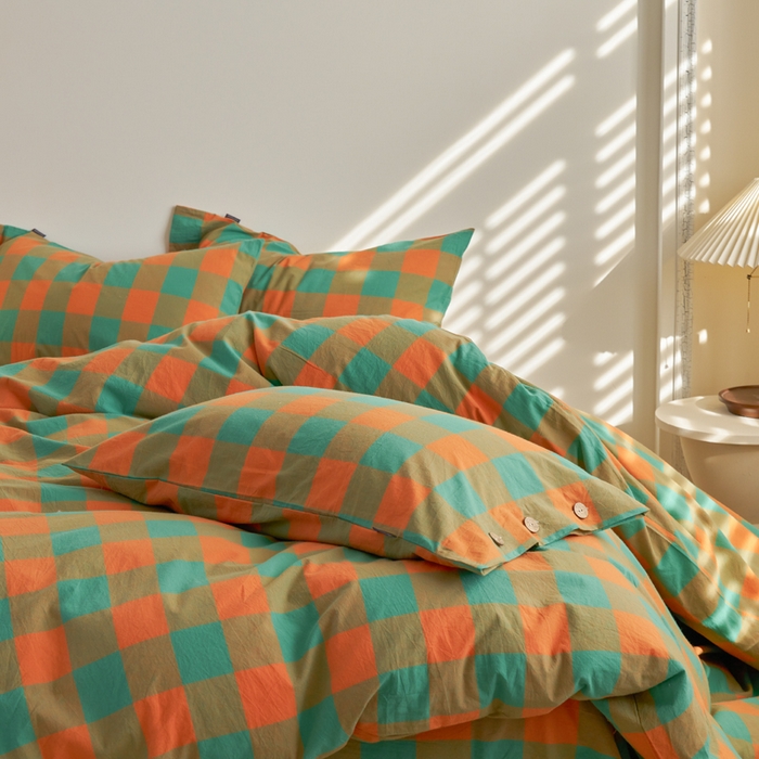 91家纺网 家纺一手货源 找家纺 贝尔 PELLHOME 全棉色织水洗棉纽扣款四件套-美拉德系列（可抖音代发） 多巴胺