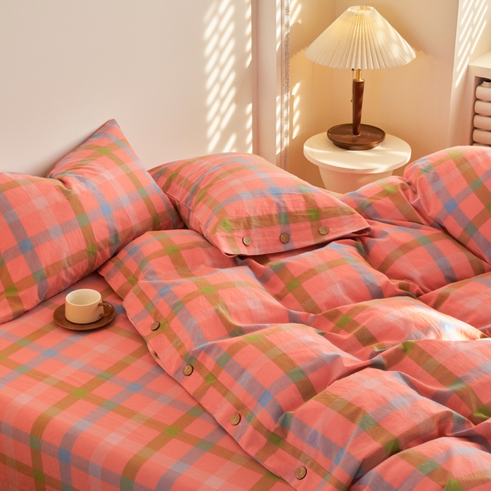 91家纺网 家纺一手货源 找家纺 贝尔 PELLHOME 全棉色织水洗棉纽扣款四件套-美拉德系列（可抖音代发） 美拉德