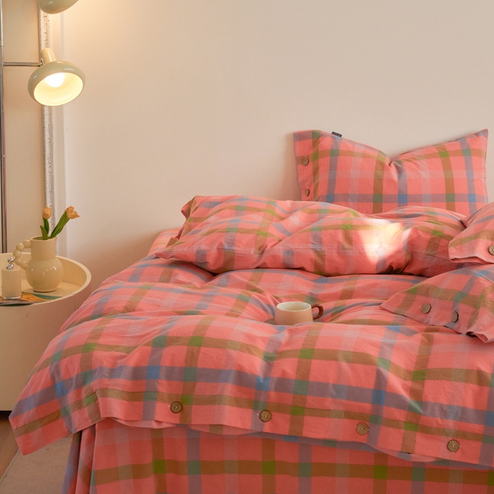 91家纺网 家纺一手货源 找家纺 贝尔 PELLHOME 全棉色织水洗棉纽扣款四件套-美拉德系列（可抖音代发） 美拉德