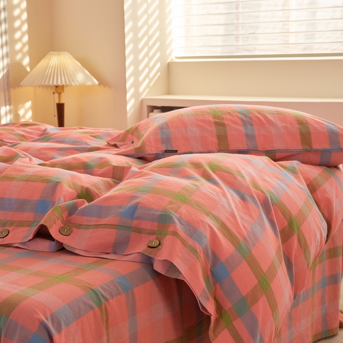 91家纺网 家纺一手货源 找家纺 贝尔 PELLHOME 全棉色织水洗棉纽扣款四件套-美拉德系列（可抖音代发） 美拉德