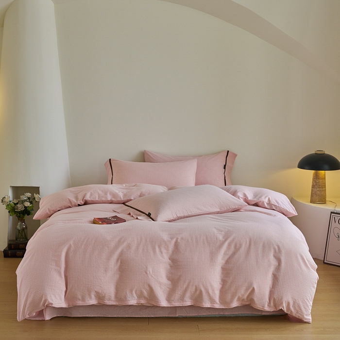 贝尔 PELLHOME A类全棉色织水洗棉四件套--山河系列（可抖音代发） 山河-粉