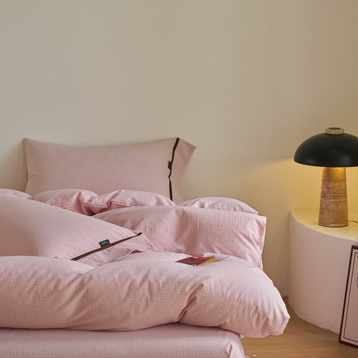 91家纺网 家纺一手货源 找家纺 贝尔 PELLHOME A类全棉色织水洗棉四件套--山河系列（可抖音代发） 山河-粉