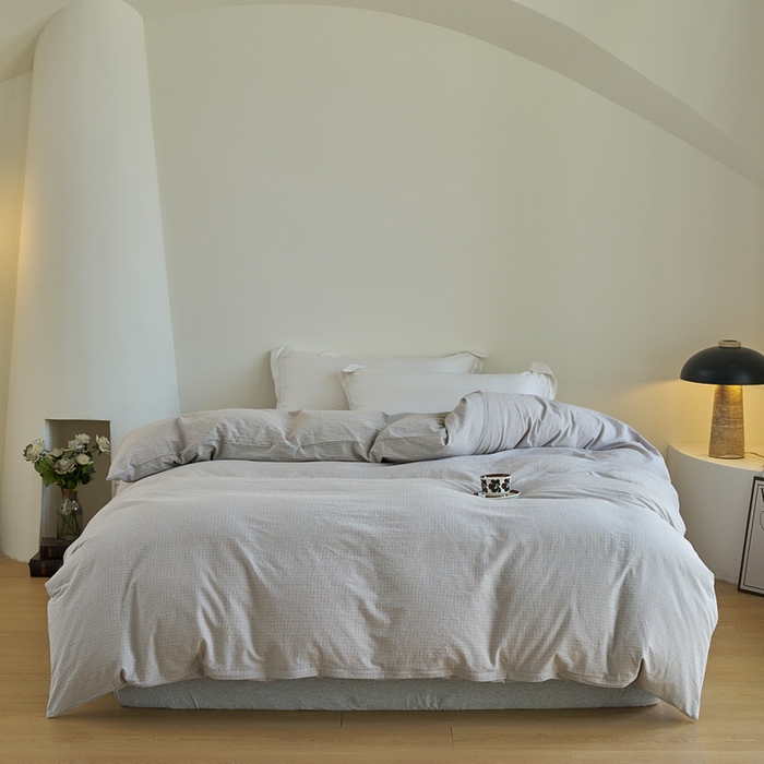 贝尔 PELLHOME A类全棉色织水洗棉四件套--山河系列（可抖音代发） 山河-灰