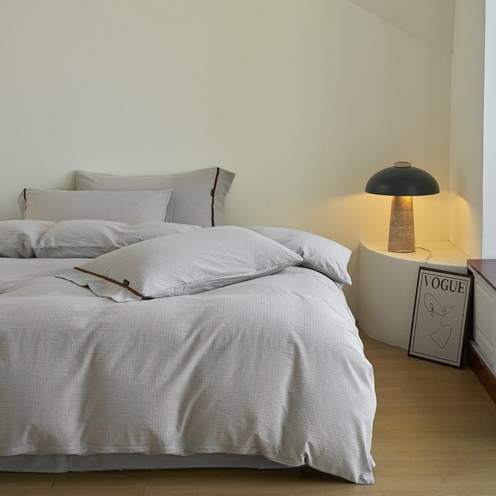 91家纺网 家纺一手货源 找家纺 贝尔 PELLHOME A类全棉色织水洗棉四件套--山河系列（可抖音代发） 山河-灰