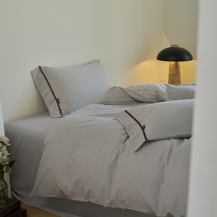 91家纺网 家纺一手货源 找家纺 贝尔 PELLHOME A类全棉色织水洗棉四件套--山河系列（可抖音代发） 山河-灰