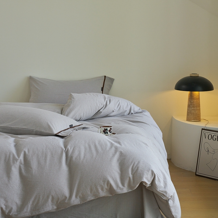 91家纺网 家纺一手货源 找家纺 贝尔 PELLHOME A类全棉色织水洗棉四件套--山河系列（可抖音代发） 山河-灰