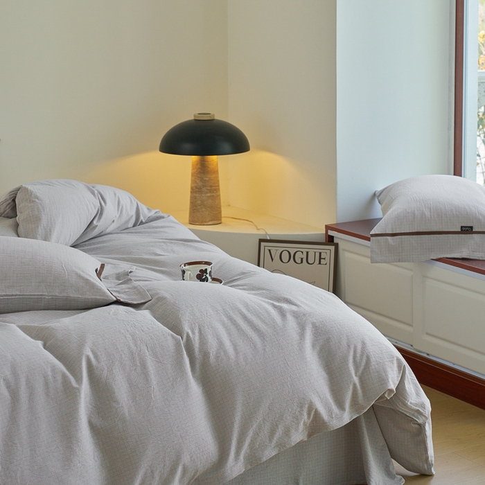 91家纺网 家纺一手货源 找家纺 贝尔 PELLHOME A类全棉色织水洗棉四件套--山河系列（可抖音代发） 山河-灰