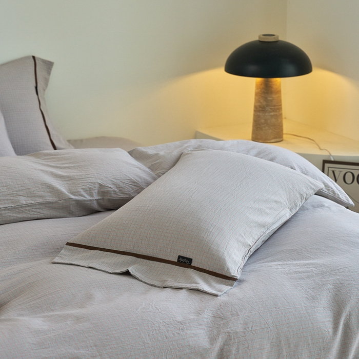 91家纺网 家纺一手货源 找家纺 贝尔 PELLHOME A类全棉色织水洗棉四件套--山河系列（可抖音代发） 山河-灰