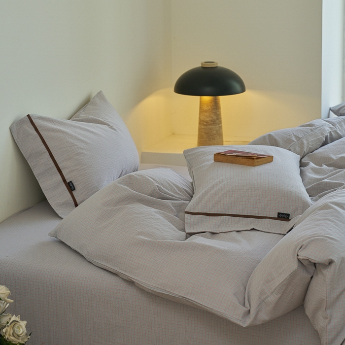 91家纺网 家纺一手货源 找家纺 贝尔 PELLHOME A类全棉色织水洗棉四件套--山河系列（可抖音代发） 山河-灰