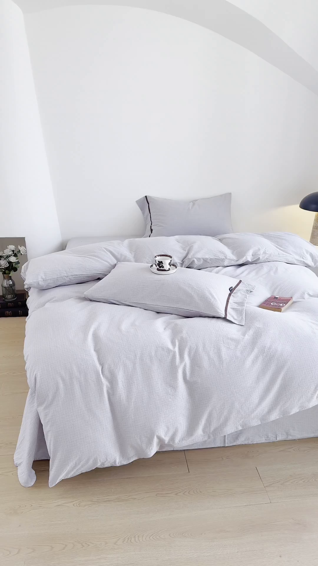 91家纺网 家纺一手货源 找家纺 贝尔 PELLHOME A类全棉色织水洗棉四件套--山河系列（可抖音代发） 山河-灰