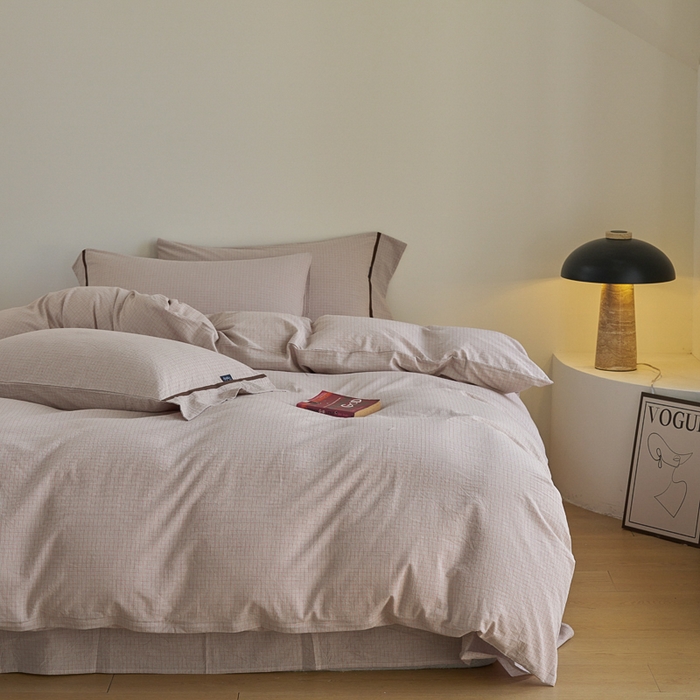 91家纺网 家纺一手货源 找家纺 贝尔 PELLHOME A类全棉色织水洗棉四件套--山河系列（可抖音代发） 山河-咖