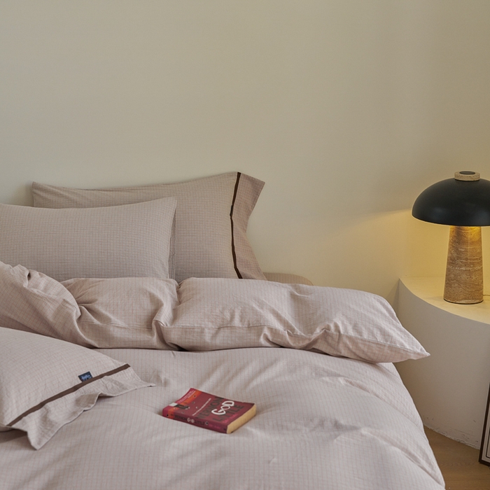 91家纺网 家纺一手货源 找家纺 贝尔 PELLHOME A类全棉色织水洗棉四件套--山河系列（可抖音代发） 山河-咖