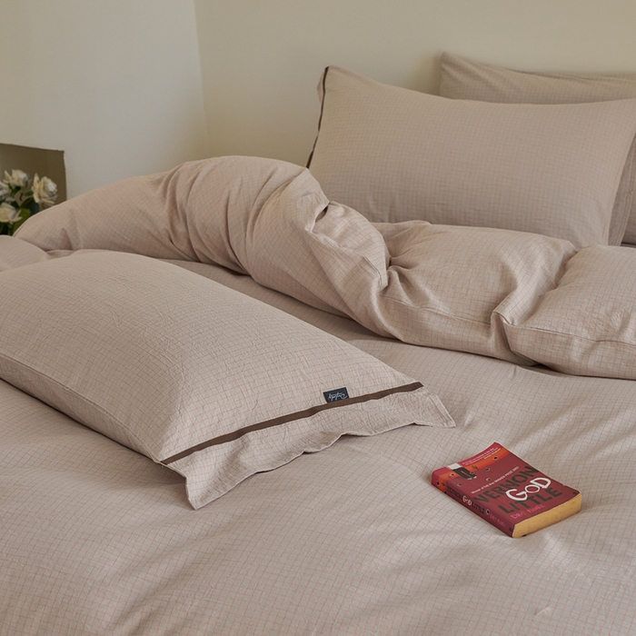 91家纺网 家纺一手货源 找家纺 贝尔 PELLHOME A类全棉色织水洗棉四件套--山河系列（可抖音代发） 山河-咖