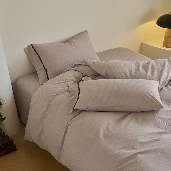 91家纺网 家纺一手货源 找家纺 贝尔 PELLHOME A类全棉色织水洗棉四件套--山河系列（可抖音代发） 山河-咖